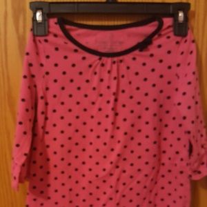 Pink with black polka dots